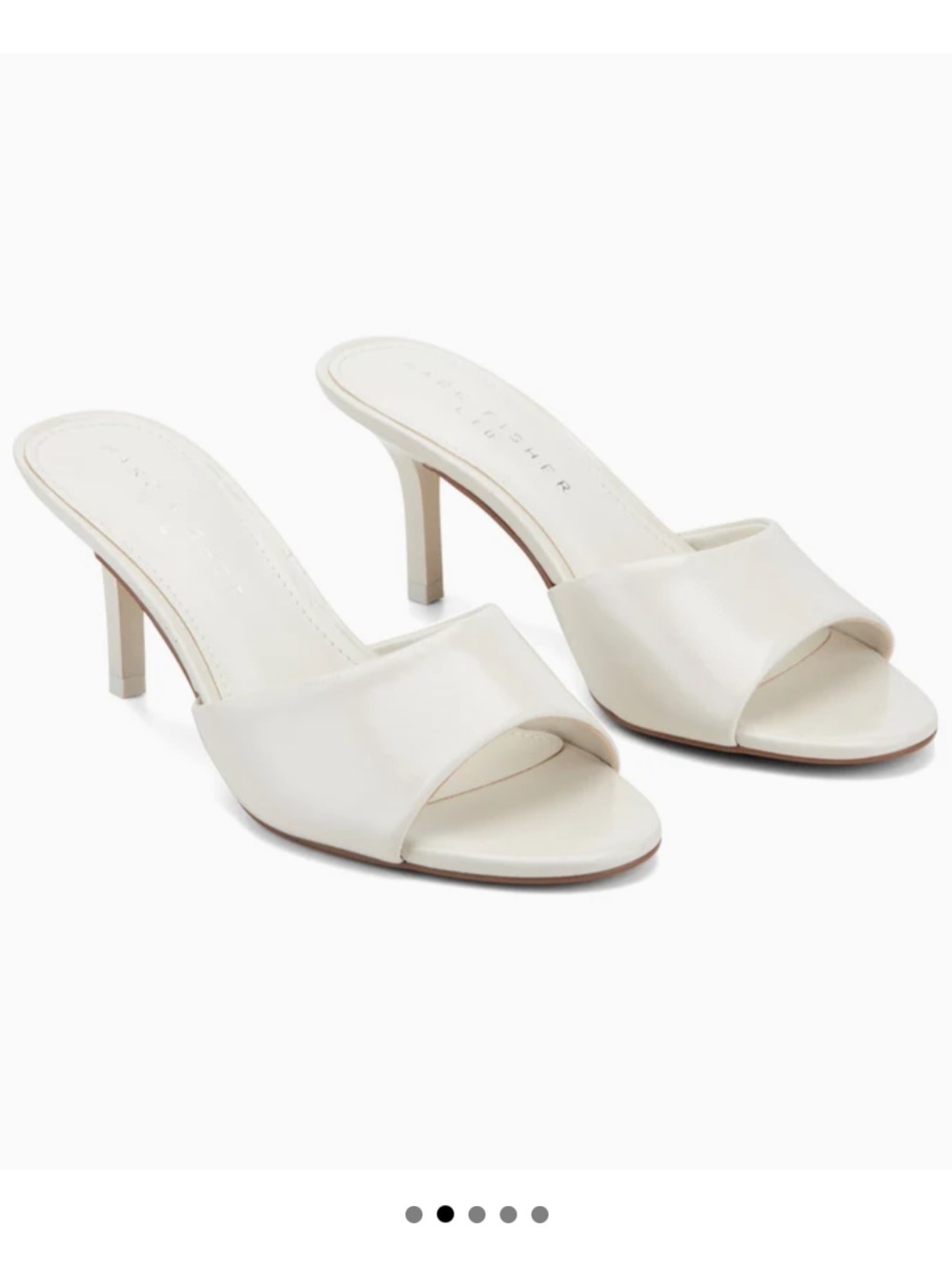 Marc Fisher Cream Finny Leather Mule Sandal Heel 8